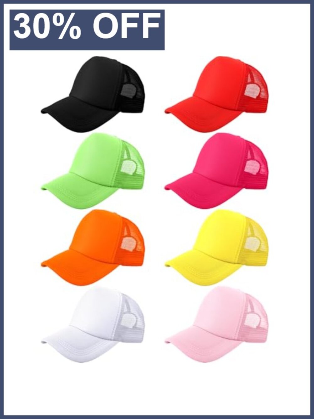 Kids Sublimation Blank Trucker Cap 8 Pack DIY Mesh Baseball Hat Polyester